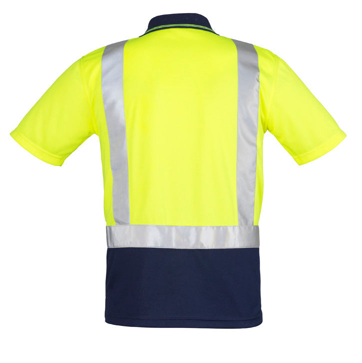 Syzmik - Hi Vis Polo w Taped Shoulder 100% Poly S/S_Yellow/Navy - ZH233