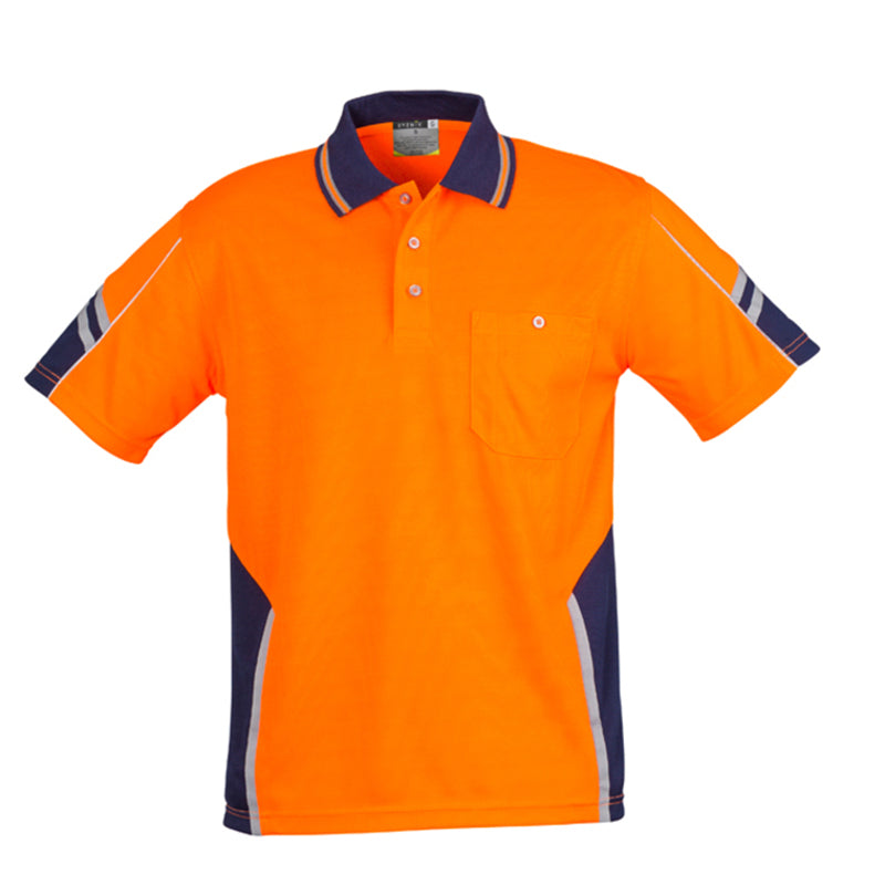 Syzmik - Hi Vis Squad Polo - 100% Poly S/S_Orange/Navy - ZH237