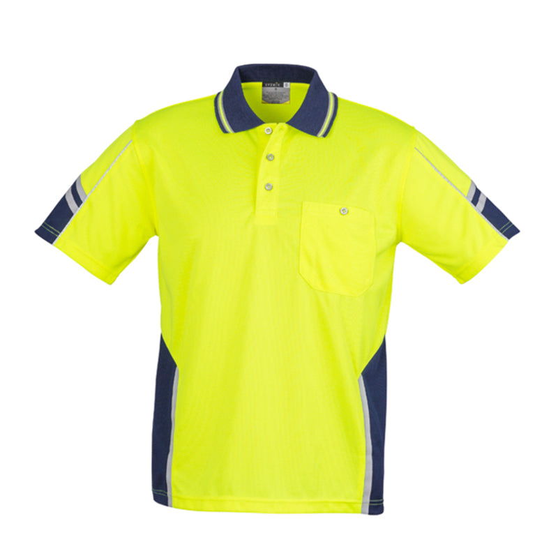 Syzmik - Hi Vis Squad Polo - 100% Poly S/S_Yellow/Navy - ZH237
