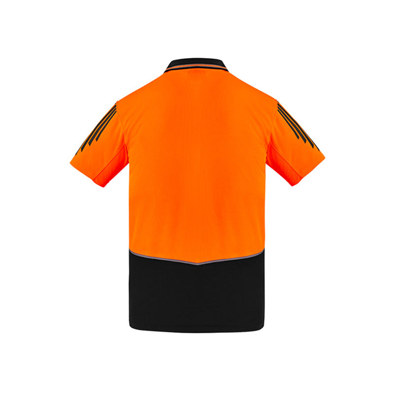 Syzmik - Hi Vis Flux Polo - Mesh Side Panel S/S_Orange/Black - ZH315