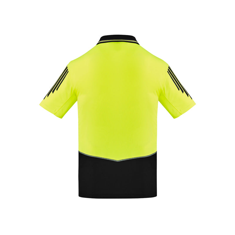 Syzmik - Hi Vis Flux Polo - Mesh Side Panel S/S_Yellow/Black - ZH315