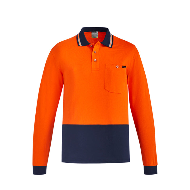 Syzmik - Basic Hi Vis Polo 100% Cotton L/S_Orange/Navy - ZH430