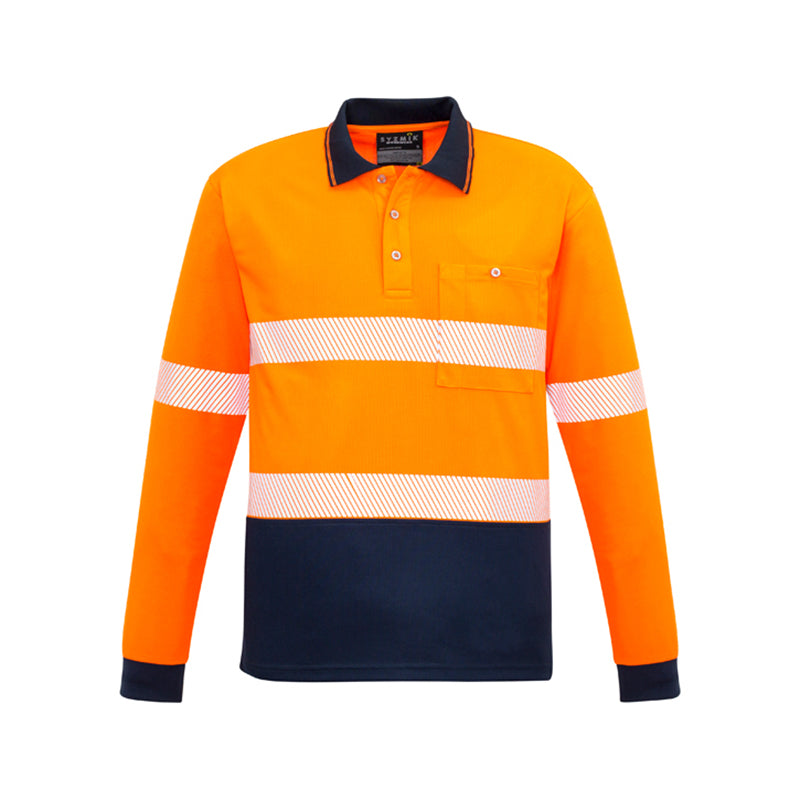 Syzmik - Hi Vis Polo w Segmented Tape L/S_Orange/Navy - ZH530