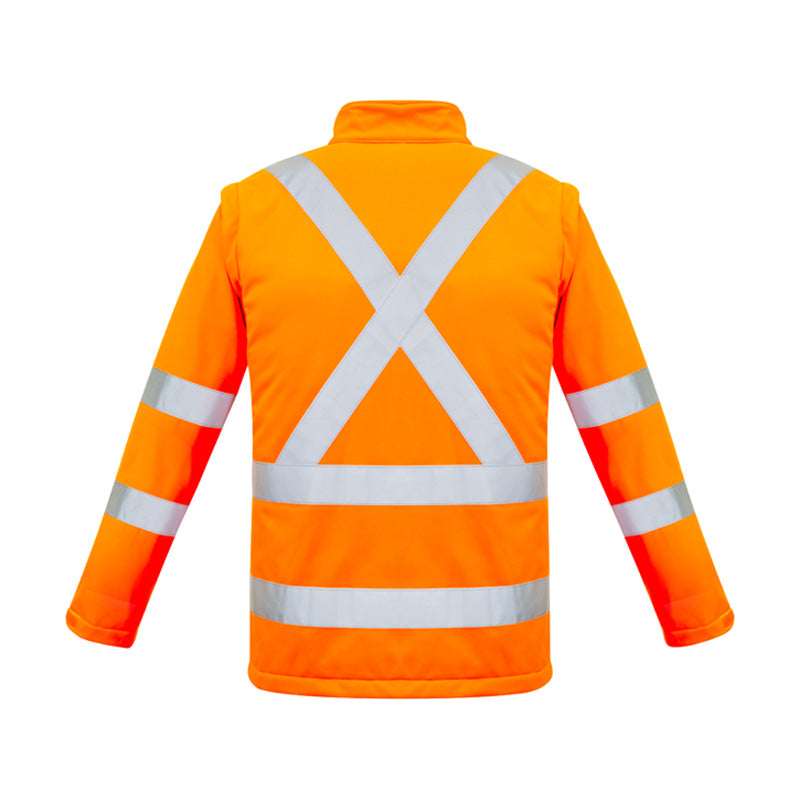 Syzmik - Hi Vis 2 In 1 Rail Jacket - X-Back Tape w Zip Off Sleeves_Orange - ZJ680
