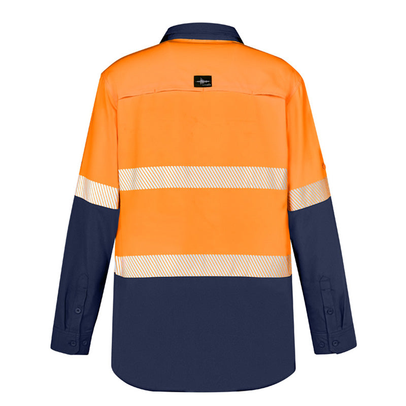 Syzmik - Hi Vis Work Shirt - Ripstop Fabric with Segmented Tape_Orange/Navy - ZW470