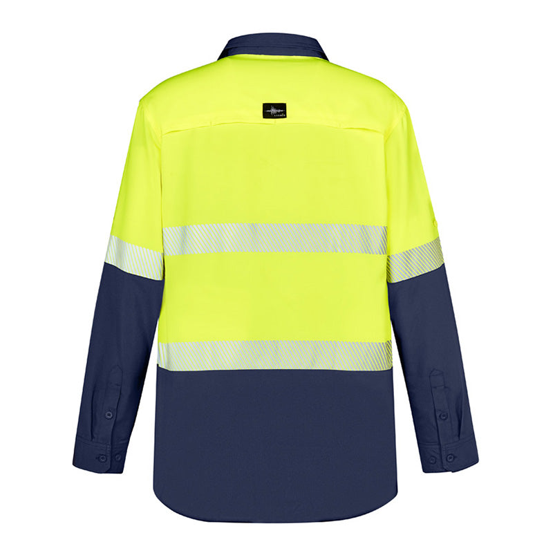 Syzmik - Hi Vis Work Shirt - Ripstop Fabric with Segmented Tape_Yellow/Navy - ZW470