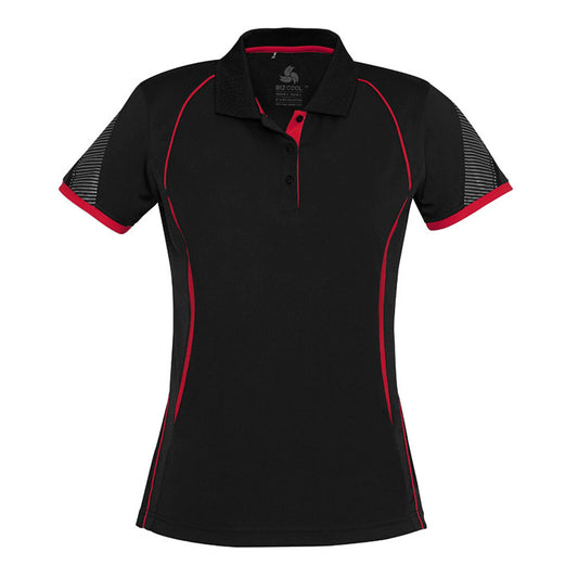 Biz Collection - Razor Ladies Polo_Black/Red - P405LS