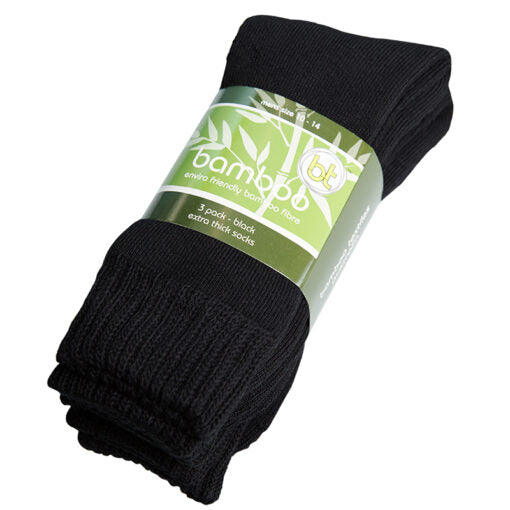 Bamboo Textiles - Extra Thick Bamboo Socks - 3 pack - Black