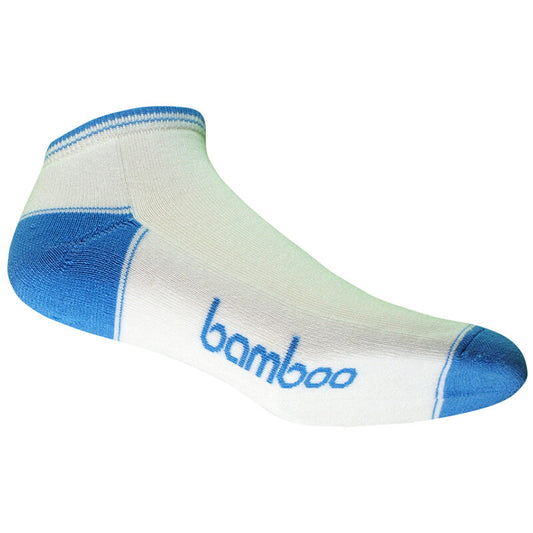 Bamboo Textiles - Ped Bamboo Sports Ankle Socks - White/Sky Blue