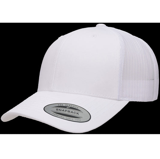 Yupoong Classic Retro Wade Trucker - 6 Panel Curved Peak Cap _White - 6606