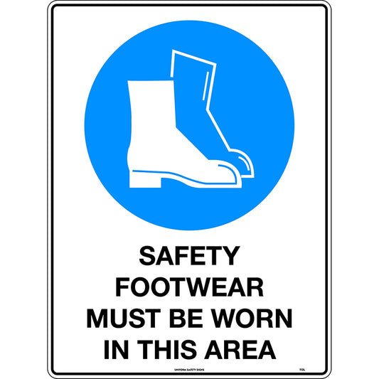 Uniform Safety Signs - 300x225mm - Poly - Safety Footwear Must be Worn in This Area - 112MP
