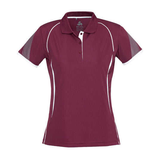 Biz Collection - Razor Ladies Polo_Maroon/White - P405LS