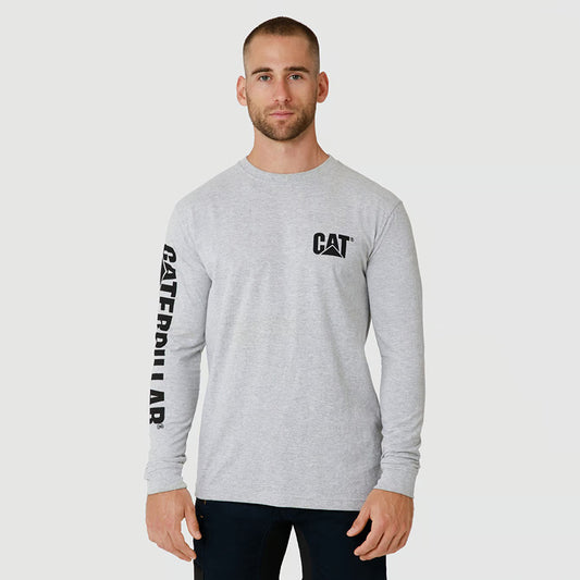CAT - TRADEMARK BANNER L/S TEE_Heather Grey - 1510034.001