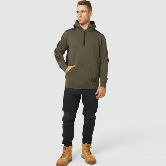 CAT - LOGO PANEL HOODED SWEATSHIRT-Army Moss - 1910802.10639