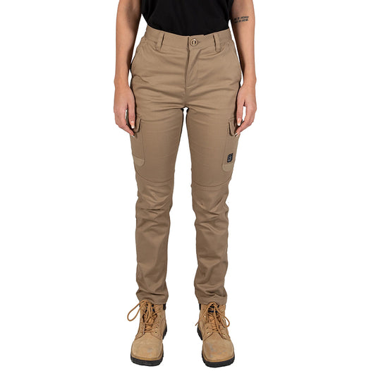 UNIT - STAPLE LADIES PANTS - Stretch Cotton Cargo Work Pants_Khaki - 209219002