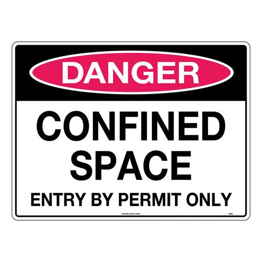 Uniform Safety Signs - 450x300mm - Metal - Danger Confined Space Entry by Permit Only - 225LSM