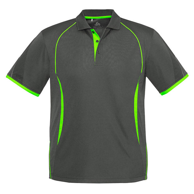Biz Collection - Razor Mens Polo_Grey/Fluro Lime - P405MS