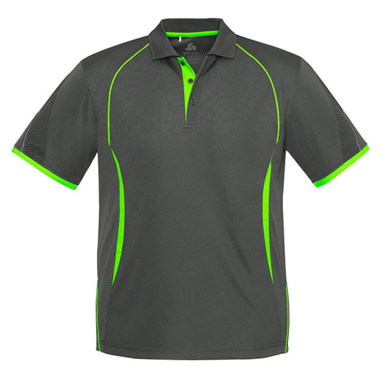 Biz Collection - Razor Mens Polo_Grey/Fluro Lime - P405MS