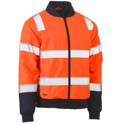 Bisley - Taped Two Tone Hi Vis Bomber Jacket with Padded Lining_Orange/Navy - BJ6730T