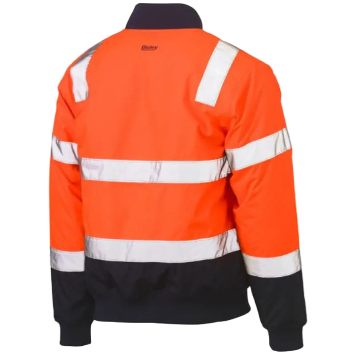 Bisley - Taped Two Tone Hi Vis Bomber Jacket with Padded Lining_Orange/Navy - BJ6730T