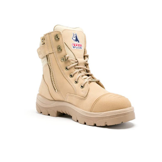 Steel Blue - SOUTHERN CROSS ZIP - 150mm zip sided boot with TPU sole and scuff cap_Sand - 312661