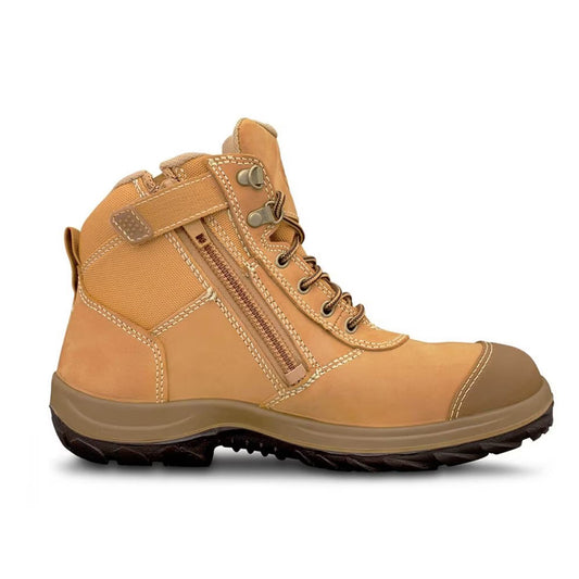 Oliver -Hiker Lace Up Zip Side Boot, Toe Scuff Protection_Wheat - 34662