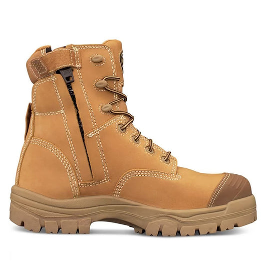 Oliver - 150mm Zip Side Lace Up Boot, Composite Toe Cap, Toe Scuff Protection_Wheat - 45632Z