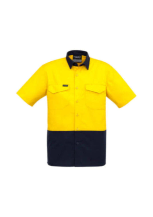 Syzmik - S/S Rugged Shirt -Yellow/Navy -_Yellow/Navy - ZW815