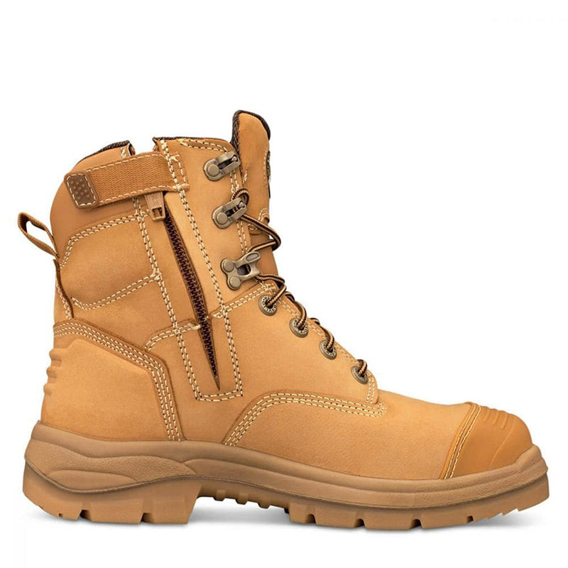 Oliver - 150mm Zip Side Lace Up Boot, COOLstep lining_Wheat - 55332Z