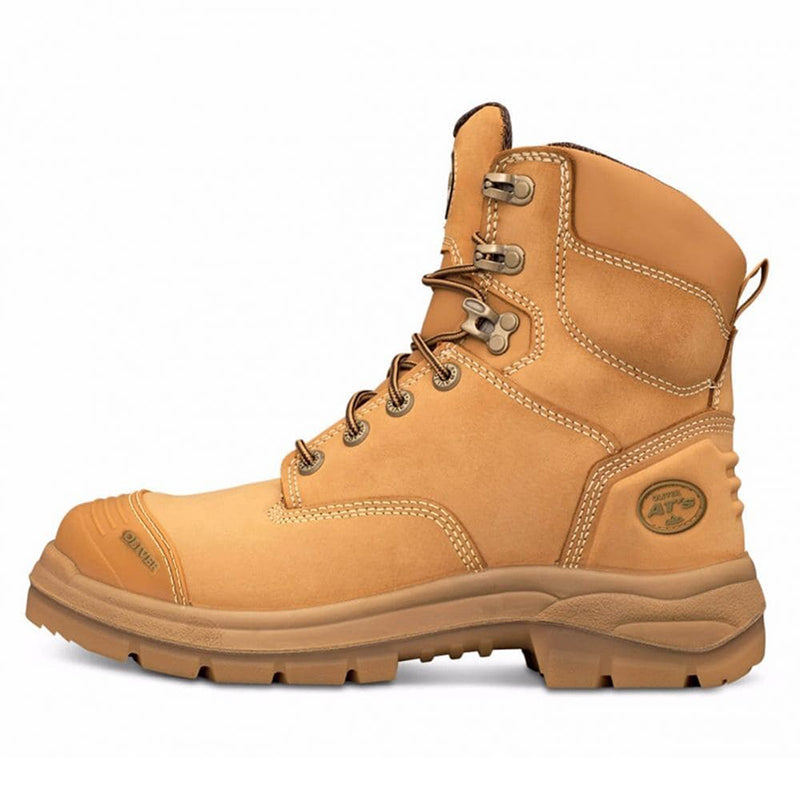 Oliver - 150mm Zip Side Lace Up Boot, COOLstep lining_Wheat - 55332Z