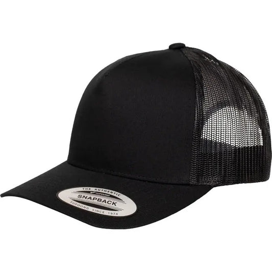 Yupoong Classic Retro Trucker - 5 Panel Curved Peak Cap _Black - 6506