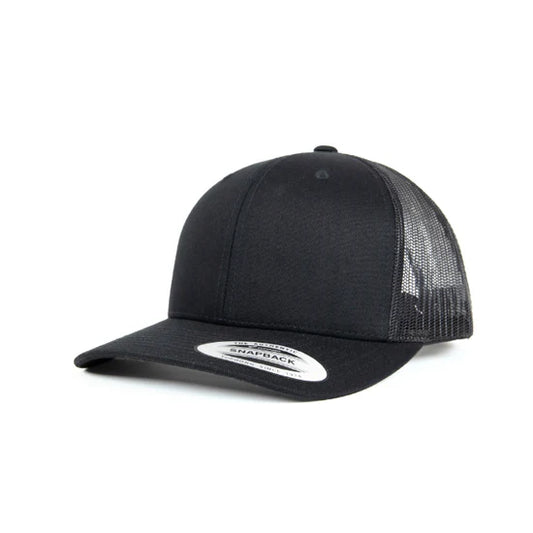 Yupoong Classic Retro Wade Trucker - 6 Panel Curved Peak Cap _Black - 6606