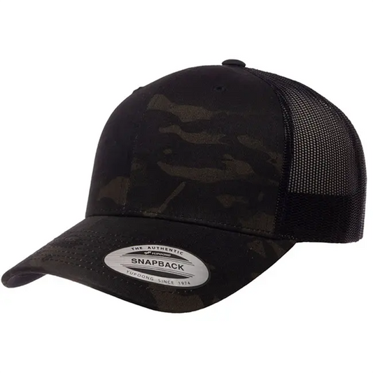 Yupoong Trucker Retro Multicam Cap _Black - 6606MC