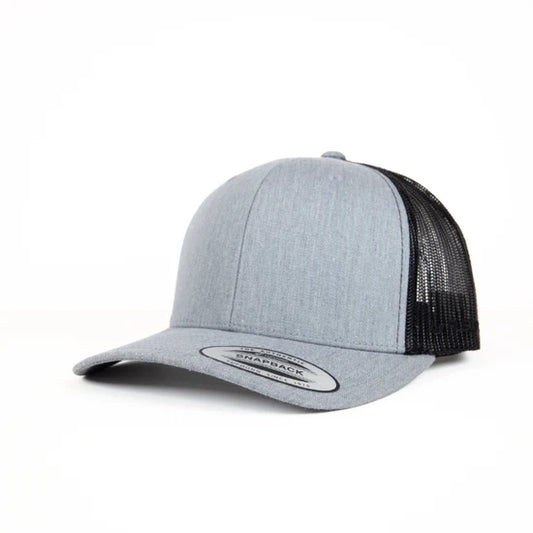 Yupoong Classic Retro Wade Trucker Two Tone - 6 Panel Curved Peak Cap _HEATHER/BLACK - 6606T