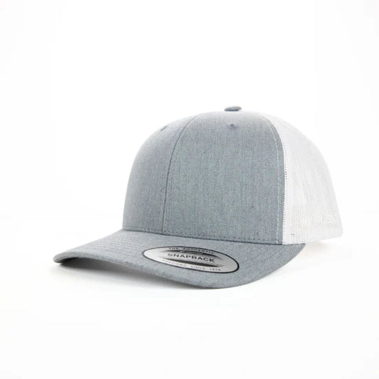 Yupoong Classic Retro Trucker Two Tone - 6 Panel Curved Peak Cap _HEATHER/WHITE - 6606T