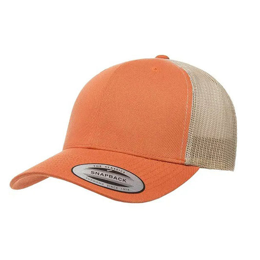 Yupoong Classic Retro Wade Trucker Two Tone - 6 Panel Curved Peak Cap _Rust Orange/Khaki - 6606T
