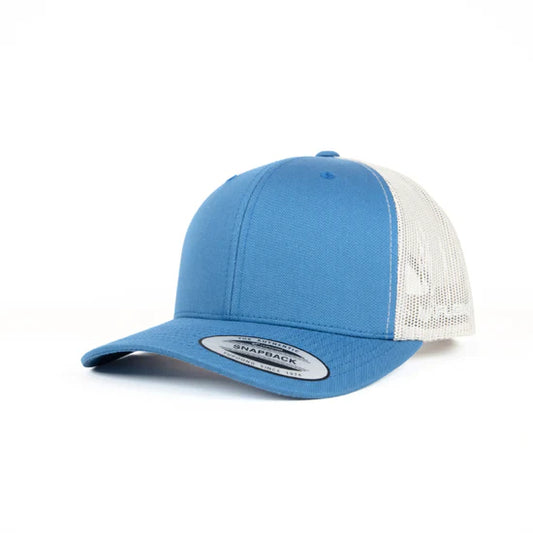 Yupoong Classic Retro Wade Trucker Two Tone - 6 Panel Curved Peak Cap _Steel Blue/Silver - 6606T