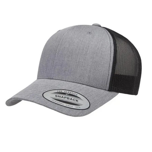 Yupoong Classic Retro Wade Trucker Two Tone - 6 Panel Curved Peak Cap _HEATHER/BLACK - 6606T