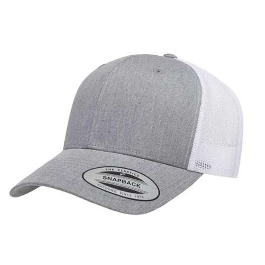 Yupoong Classic Retro Trucker Two Tone - 6 Panel Curved Peak Cap _HEATHER/WHITE - 6606T