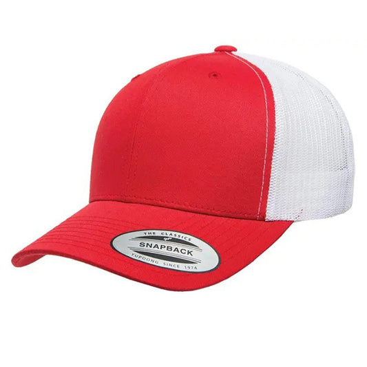 Yupoong Classic Retro Wade Trucker Two Tone - 6 Panel Curved Peak Cap _Red/White - 6606T