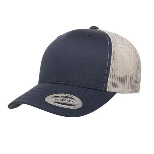 Yupoong Classic Retro Wade Trucker Two Tone - 6 Panel Curved Peak Cap _Navy/Silver - 6606T