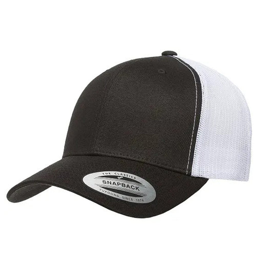 Yupoong Classic Retro Wade Trucker Two Tone - 6 Panel Curved Peak Cap _Black/White - 6606T