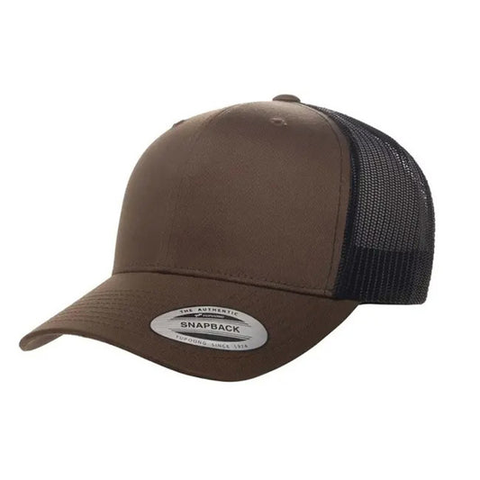 Yupoong Classic Retro Wade Trucker Two Tone - 6 Panel Curved Peak Cap _Brown/Black - 6606T