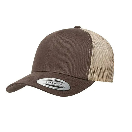 Yupoong Classic Retro Wade Trucker Two Tone - 6 Panel Curved Peak Cap _Brown/Khaki - 6606T
