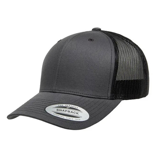 Yupoong Classic Retro Wade Trucker Two Tone - 6 Panel Curved Peak Cap _Charcoal/Black - 6606T