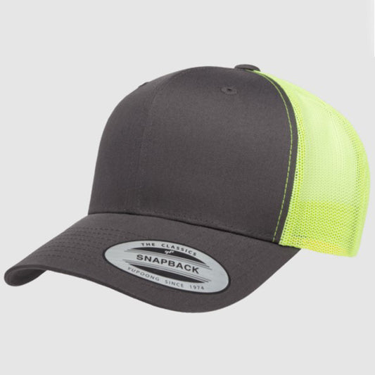 Yupoong Classic Retro Wade Trucker Two Tone - 6 Panel Curved Peak Cap _Green Camo/Black - 6606T