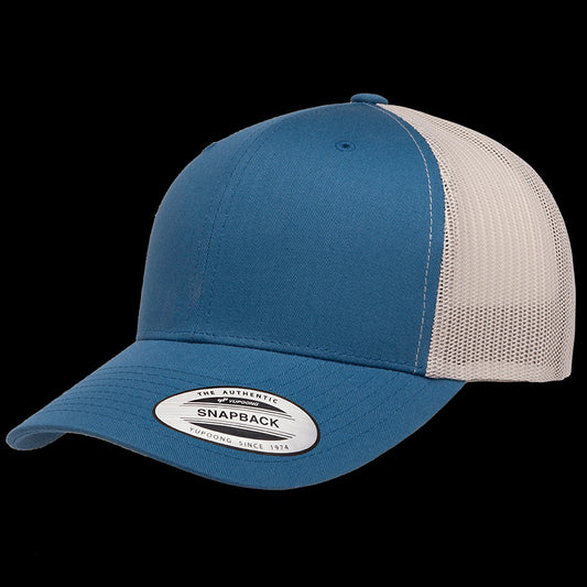 Yupoong Classic Retro Wade Trucker Two Tone - 6 Panel Curved Peak Cap _Steel Blue/Silver - 6606T