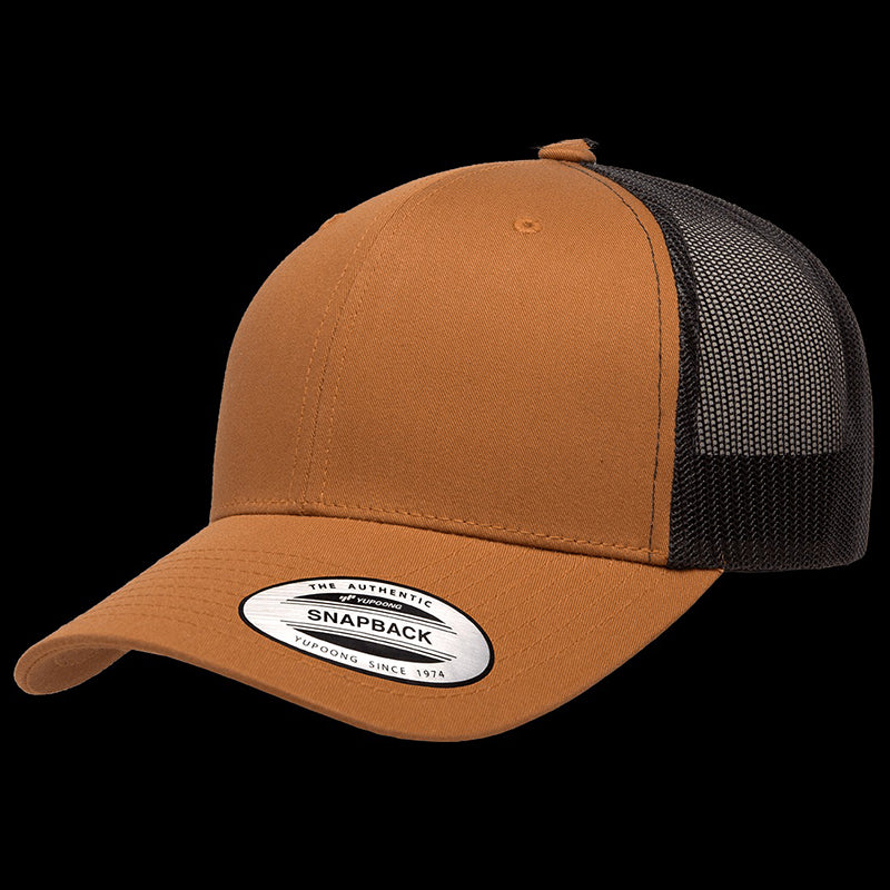 Yupoong Classic Retro Wade Trucker Two Tone - 6 Panel Curved Peak Cap _Caramel/Black - 6606T