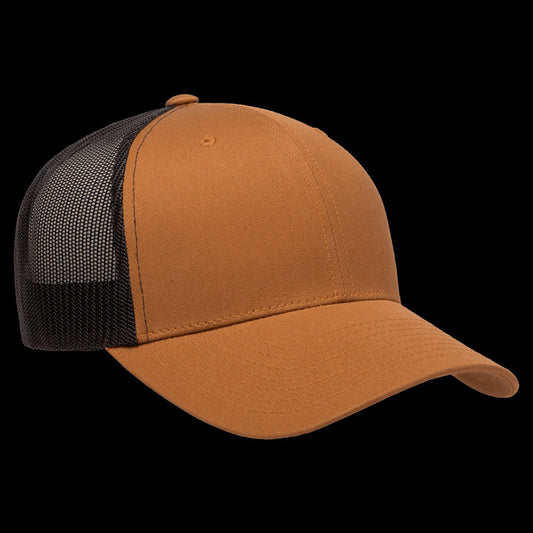 Yupoong Classic Retro Wade Trucker Two Tone - 6 Panel Curved Peak Cap _Caramel/Black - 6606T