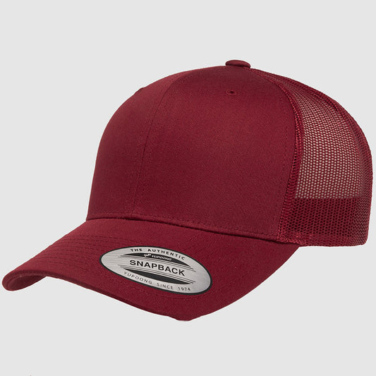 Yupoong Classic Retro Wade Trucker - 6 Panel Curved Peak Cap _Maroon - 6606
